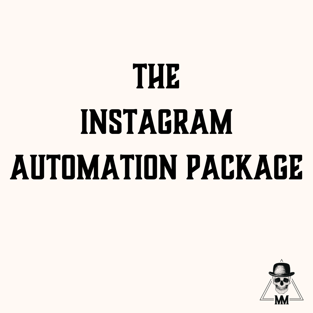Black text reading “THE INSTAGRAM AUTOMATION PACKAGE” on a light beige background.