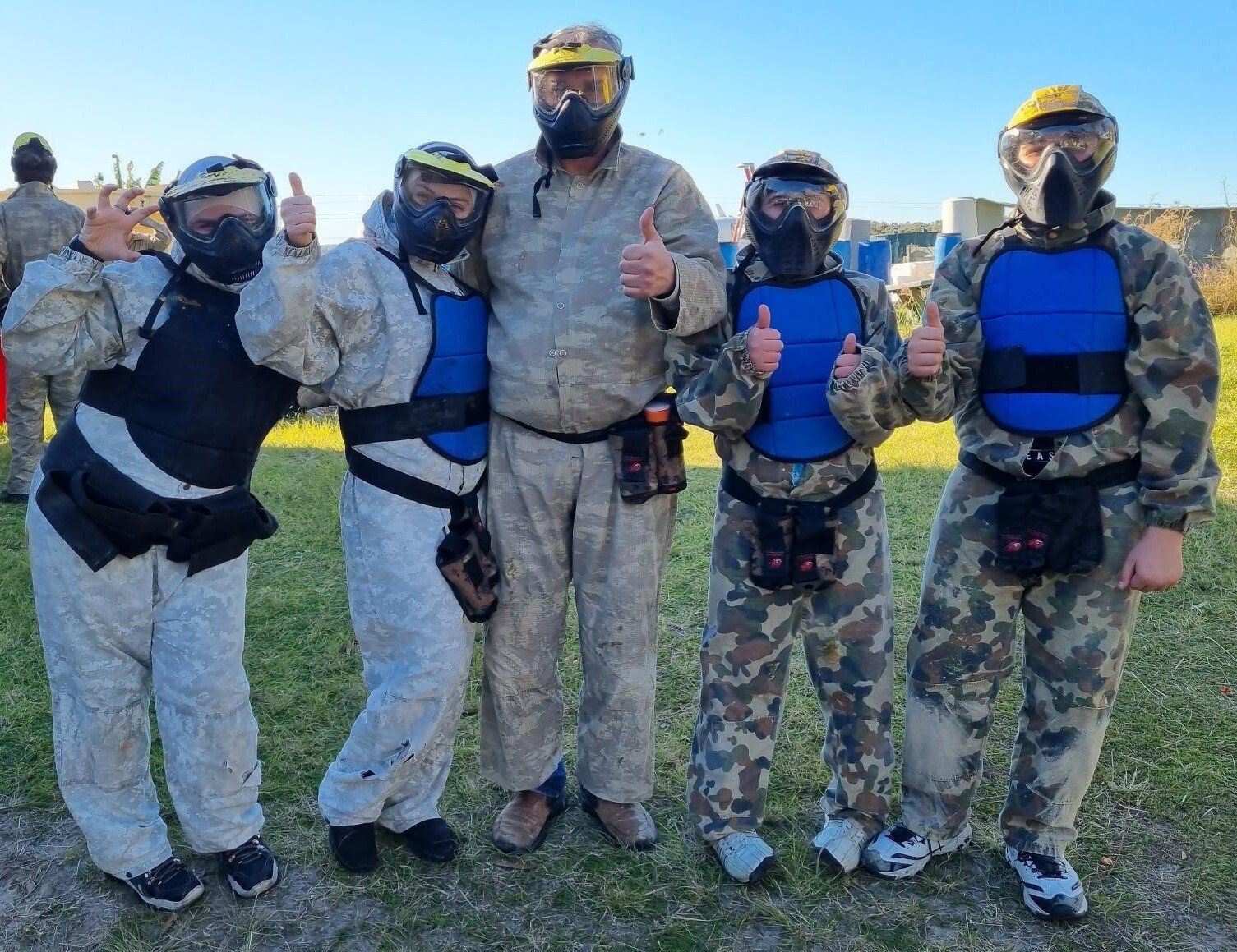 Players Giving Thumbs Up — Salt Ash NSW — Hellfire Paintball