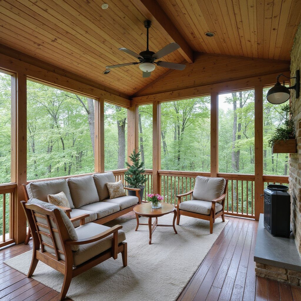 Screened outdoor living space in Conroe neighborhood