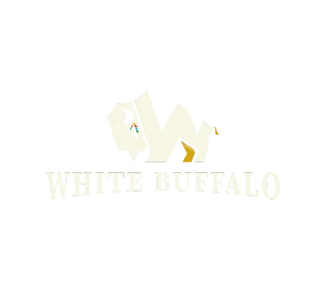 White Buffalo logo with pale buffalo icon and text on a white background