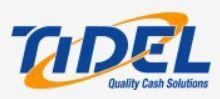 The Tidel logo, featuring blue text with an orange orbital swoosh and the tagline "Quality Cash Solutions" below.