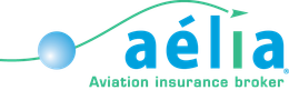 A blue and green logo for aelia aviation insurance broker