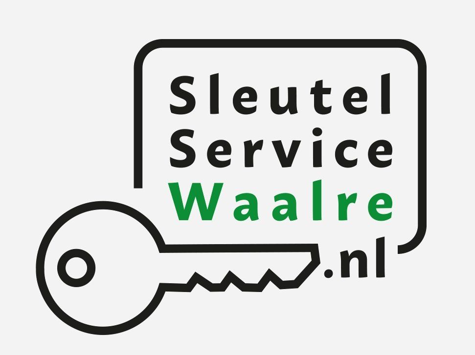 Een logo voor sleutel service waalre.nl met een sleutel en een tekstballon.