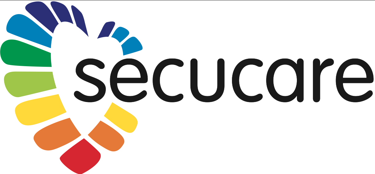 Een kleurrijk logo voor securare met een hart in het midden