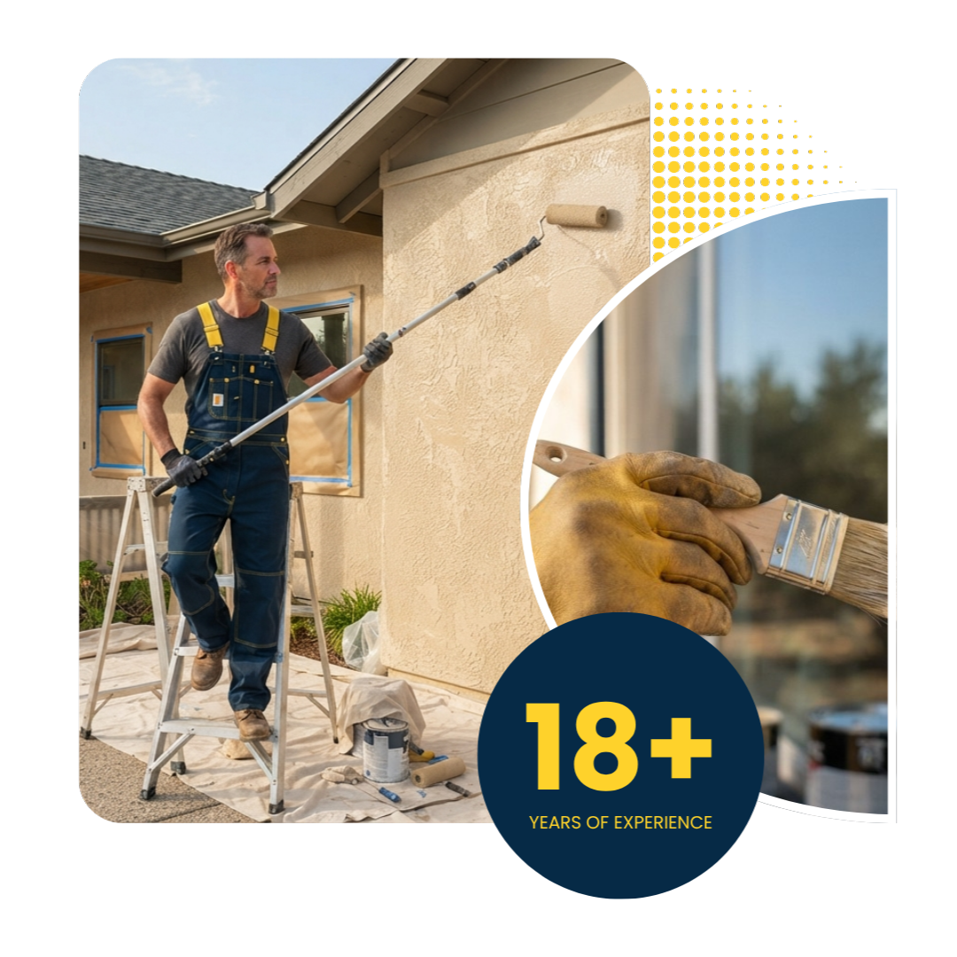 Tulare painter applying paint to a home exterior