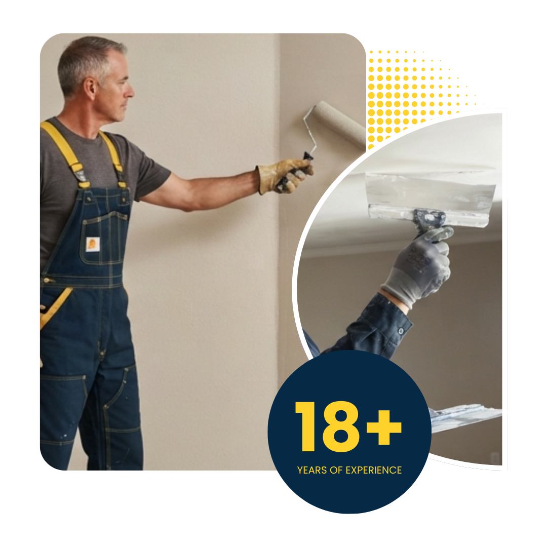 Professional painter applying a smooth finish to interior walls