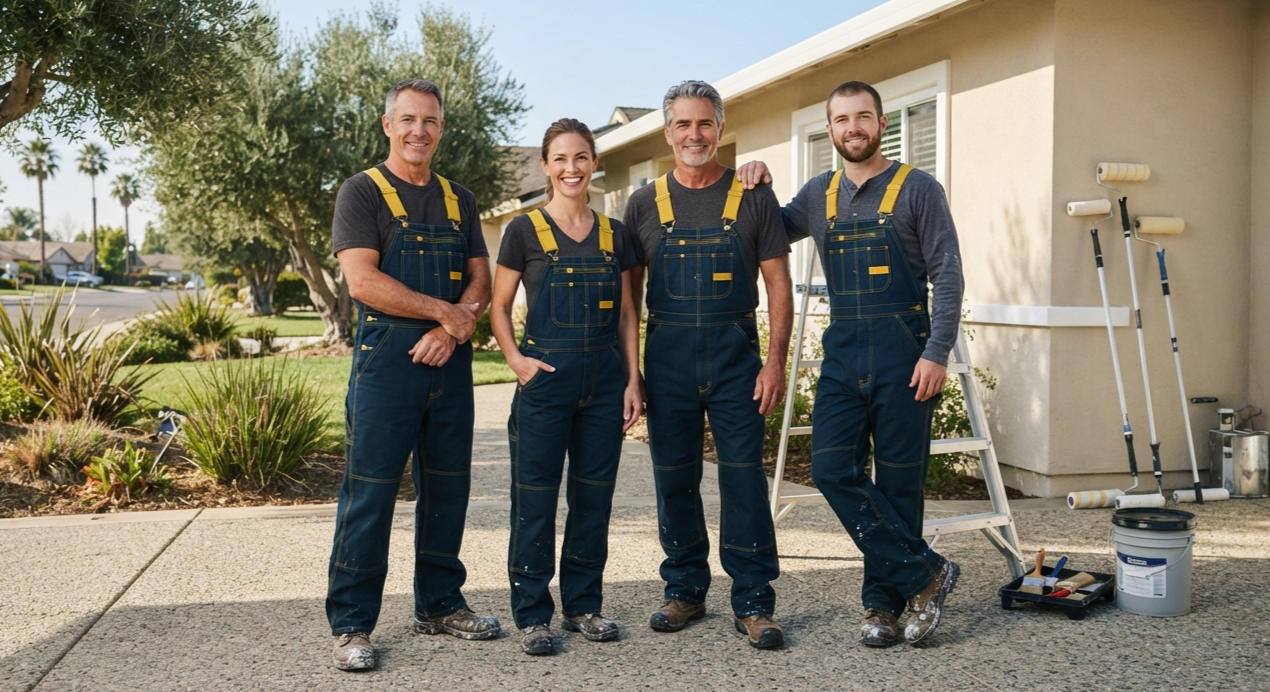 Professional painters completing a property painting project