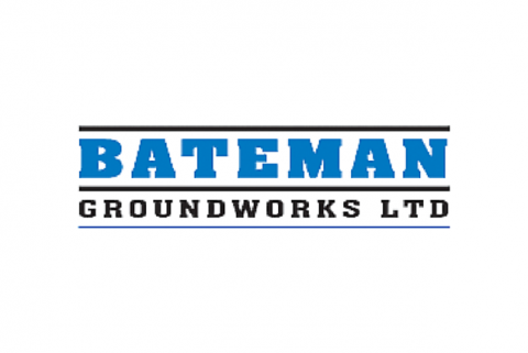 Street Name Plate Co. | a blue and black logo for bateman groundworks ltd