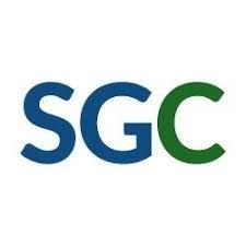 Street Name Plate Co. | the sgc logo is blue and green on a white background .