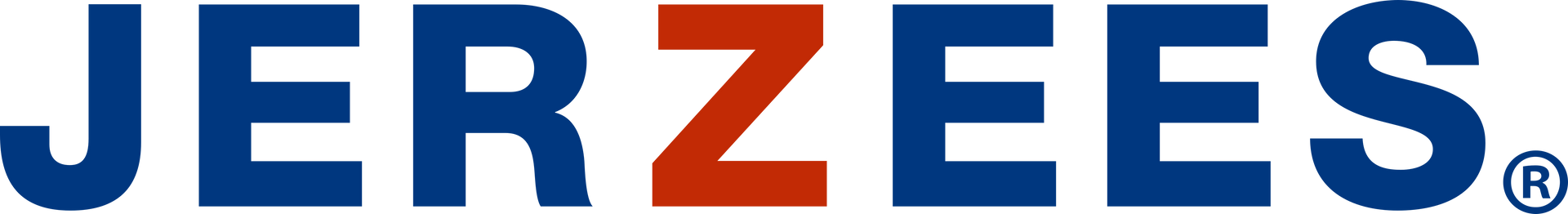 JERZEES logo in blue and red text with a registered trademark symbol