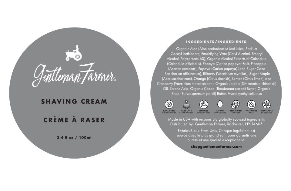 Gentleman Farmer shaving cream label