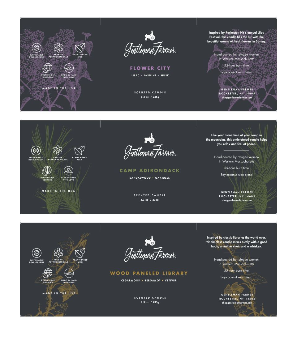Gentleman Farmer scented candle labels