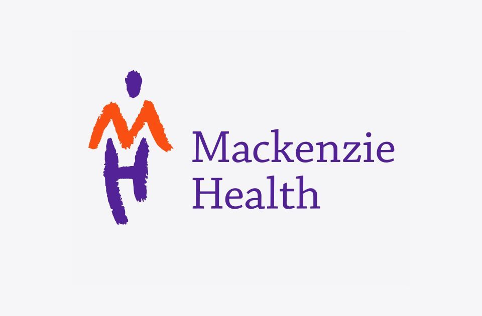 The Mackenzie Health is a purple and orange logo that shows a person.