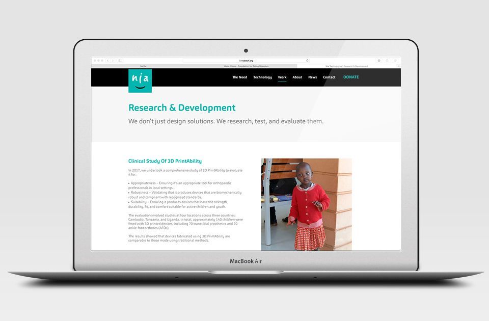 Nia Technologies website research and development page
