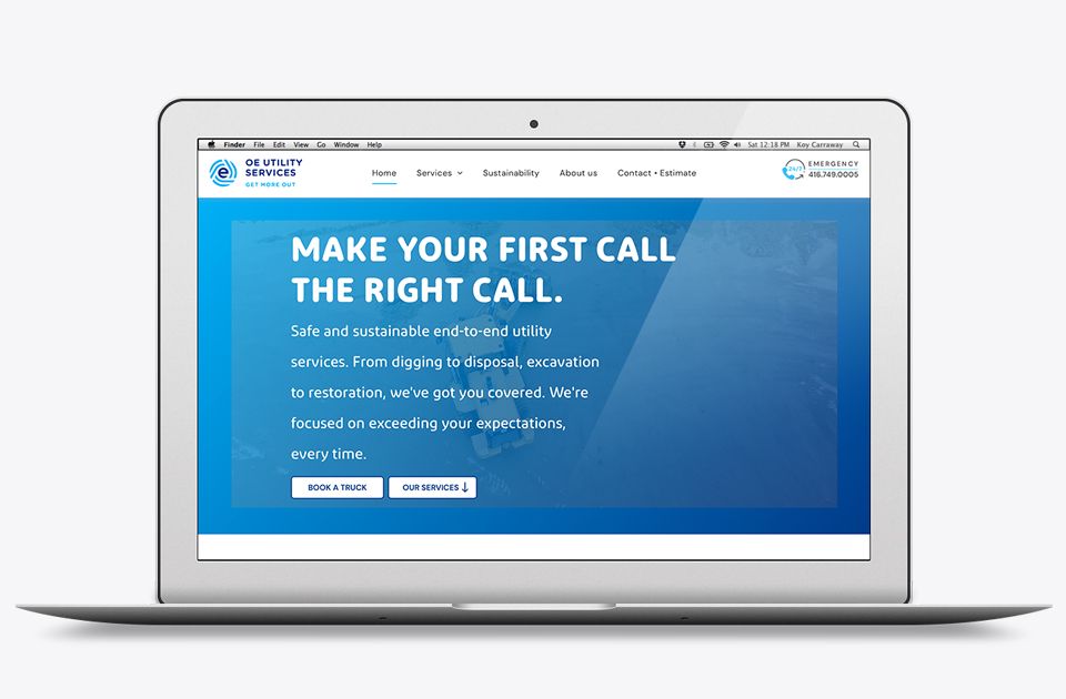Home page of OE Utility Services website