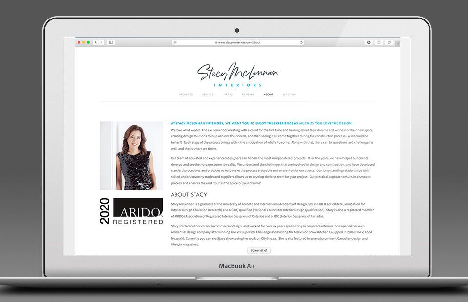 A page from Stacy McLennan Interiors website