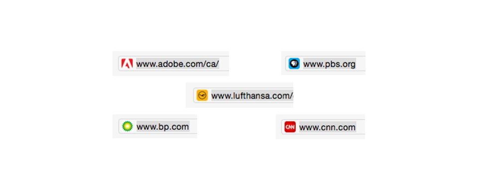 Favicons for Adobe, PBS, BP