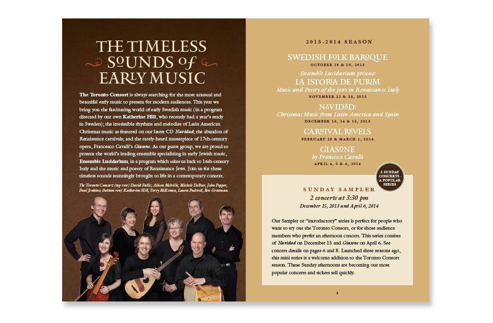 The Toronto Consort subscription brochure interior spread