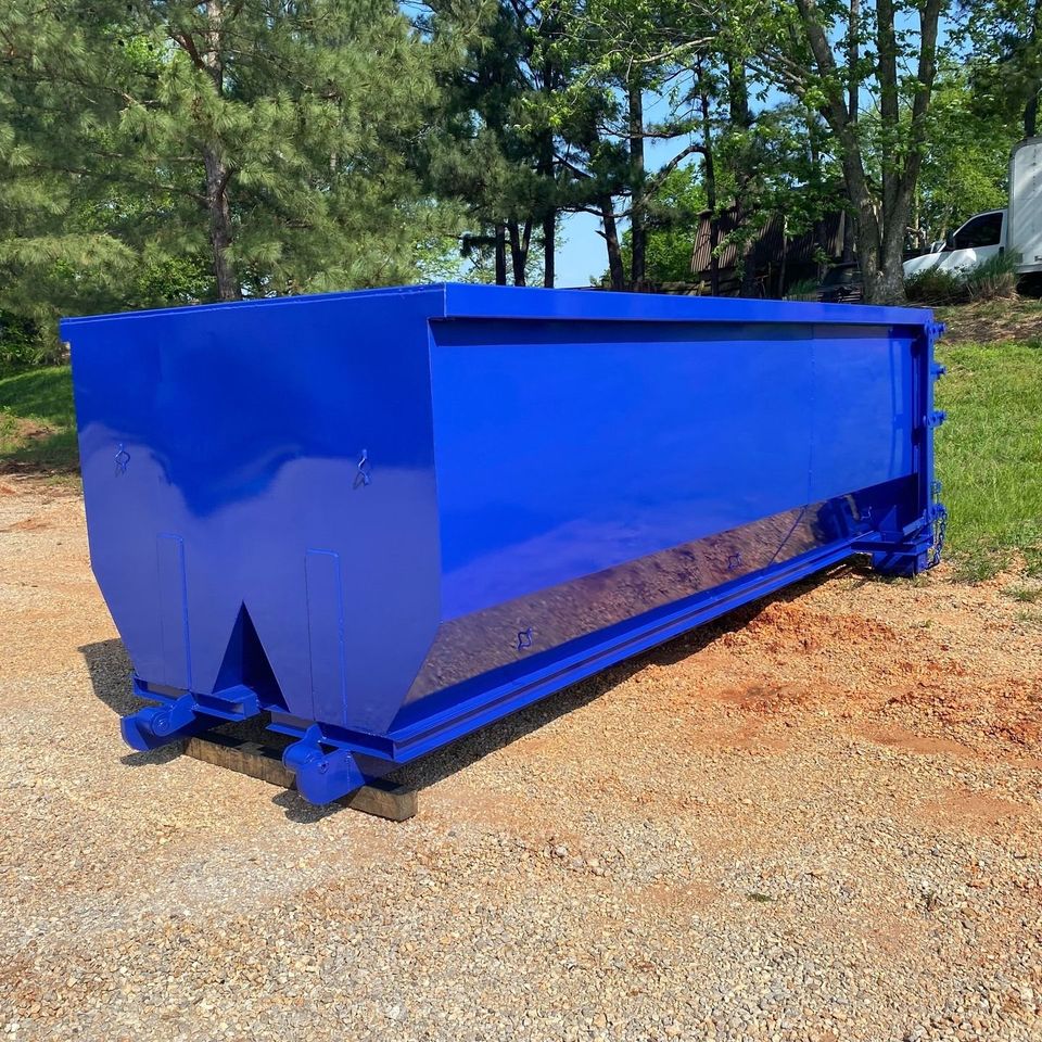 Blue dumpster.