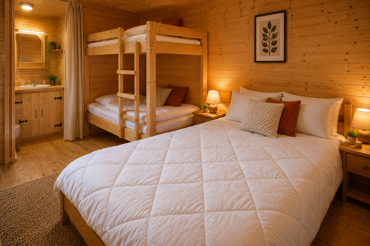 Groepsaccomodatie ardennen met 7 badkamers Een badkamer met een wastafel, spiegel en douchegordijn.