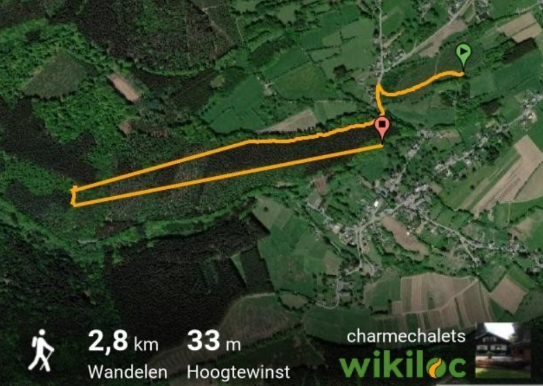 Een luchtfoto van een pad dat 2,8 km lang is