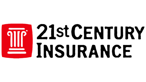 The logo for 21st century insurance is a red and black logo with a pillar.
