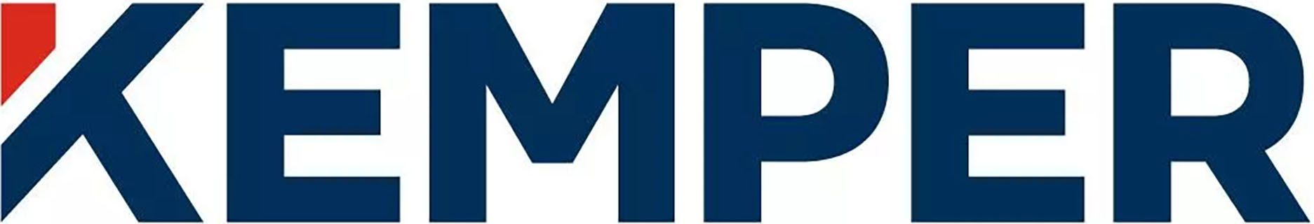 The word kemper is written in blue and red on a white background.