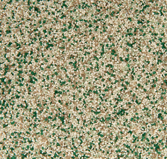 Speckled granular surface in shades of off-white, green, and tan.