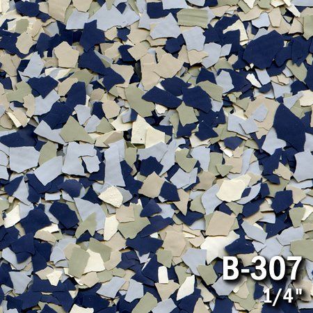 Floor coating chips in shades of blue, tan, and gray, labeled 