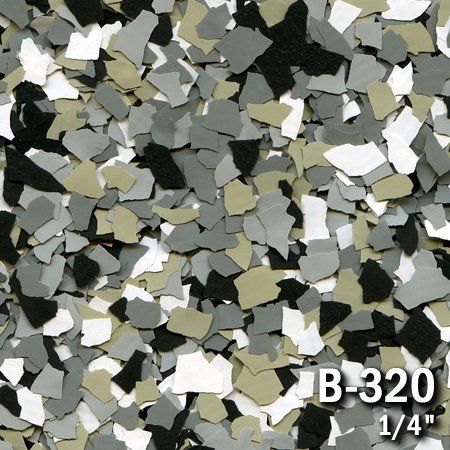 Speckled floor coating pattern in shades of gray, black, white, and tan.