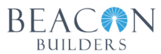 Beacon Builders logo: dark gray text, light blue emblem resembling a lighthouse.