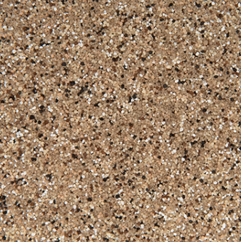 Tan pebbled surface with scattered black and white specks.
