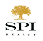 Logo for SPI Realty: gold tree icon over black 