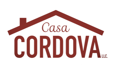 Logo for Casa Cordova LLC, featuring a stylized red roof above the name in bold red text.