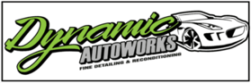 Logo for Dynamic Autoworks, featuring green cursive