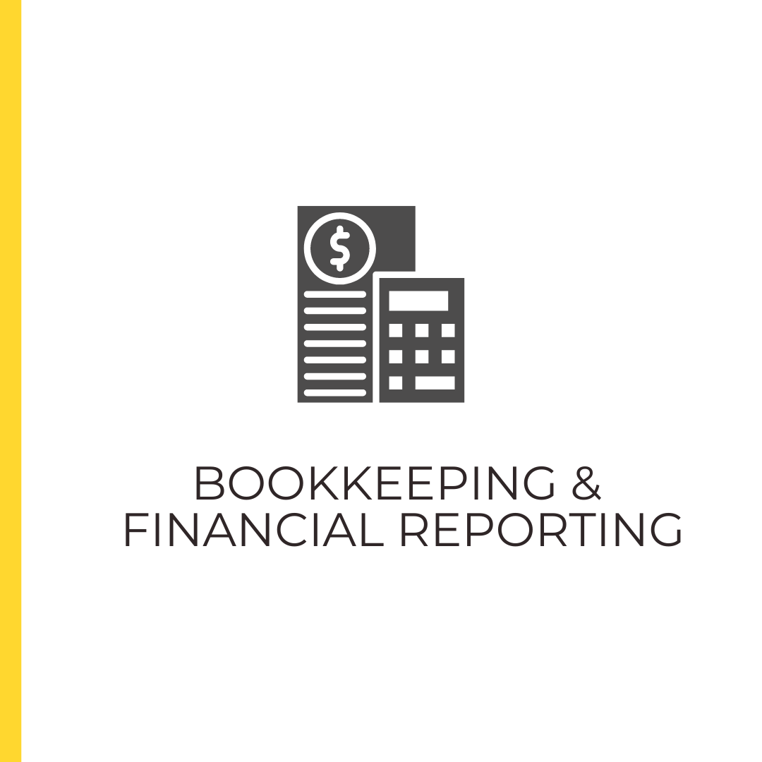 A logo for bookkeeping and financial reporting with a calculator and a dollar sign.