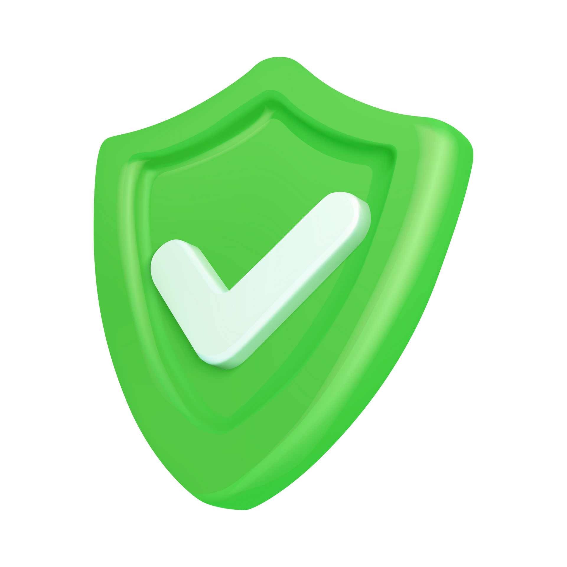 Green shield with white checkmark, representing security and validation.