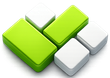 Green and white interlocking blocks logo for JF Pavers