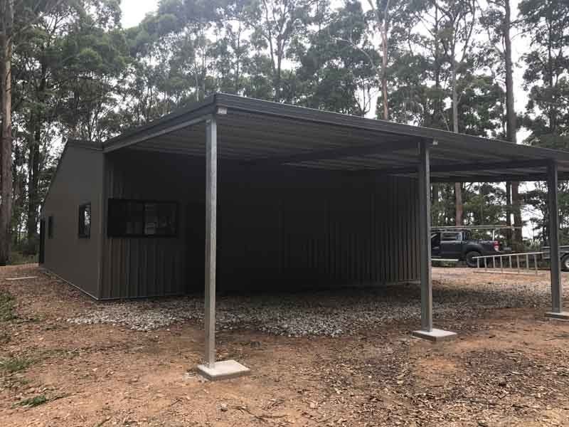 There Is A Carport In Front Of A Shed In The Woods – South Kempsey NSW - Fair Dinkum Builds Macleay Valley Sheds