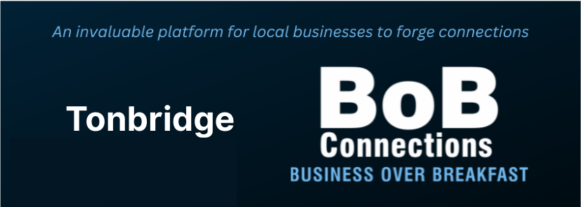 Tonbridge BoB Connections business breakfast banner with dark blue background and white text