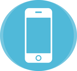 Blue smartphone icon inside a light blue circle
