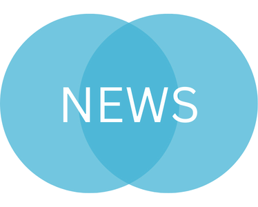 Two overlapping blue circles with the word “NEWS” in white centered across both shapes
