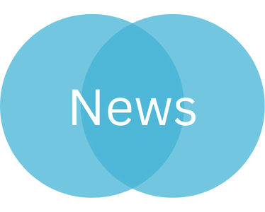 Blue overlapping circles with the word “News” centered in white text.