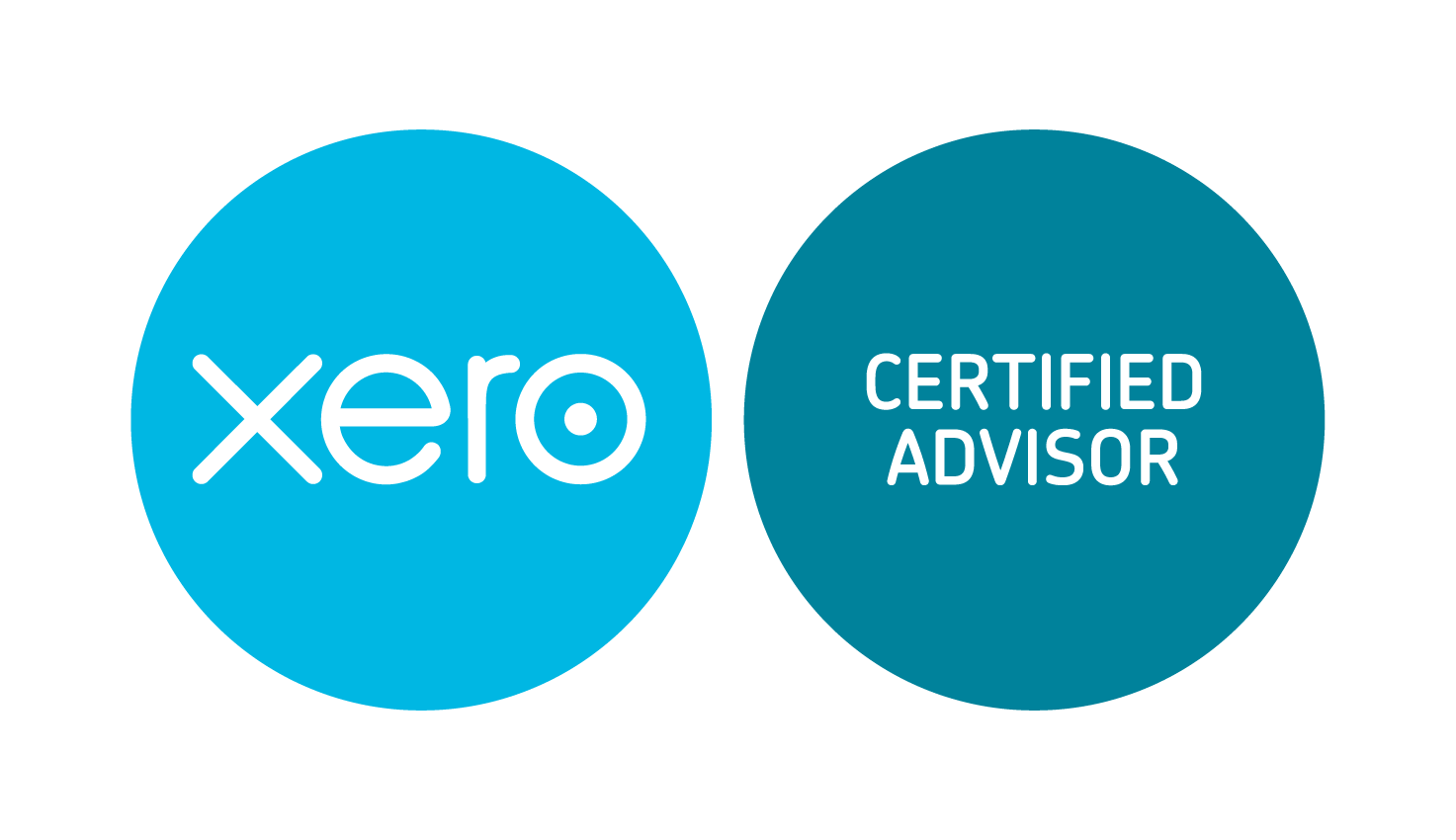 Xero and Certified Advisor logos in blue circles on a white background