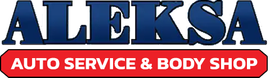 Aleksa Auto Service & Body Shop logo in blue, white, and red