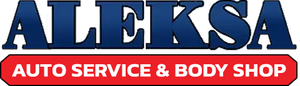 Aleksa Auto Service & Body Shop logo in blue, white, and red