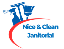 A logo for a company called nice and clean janitorial