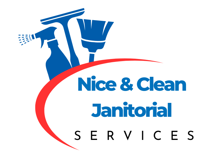 A logo for a company called nice & clean janitorial services