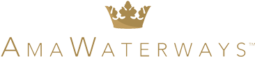AmaWaterways logo with a gold crown above the brand name on a white background