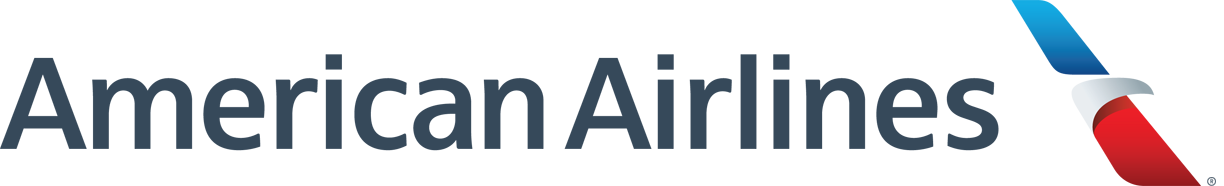 American Airlines logo with blue text and red-and-blue eagle emblem